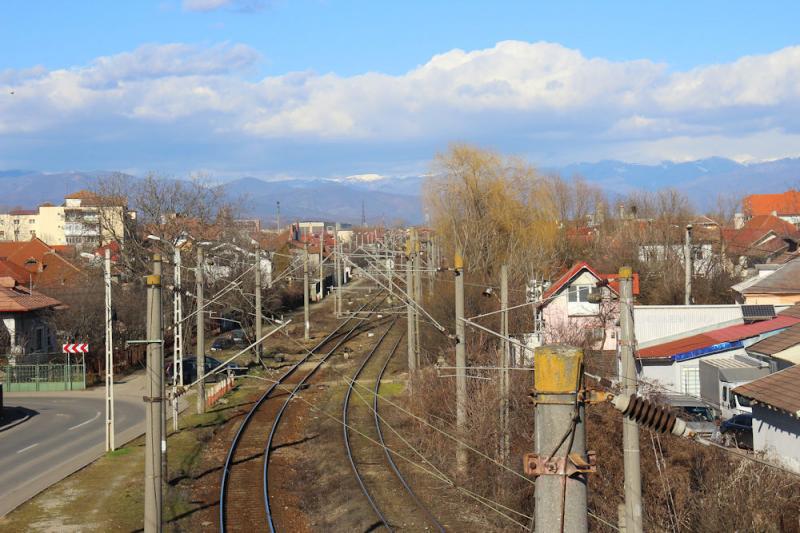 Blick von der Bahnbrücke in Richtung Norden - in Richtung Südkarpaten