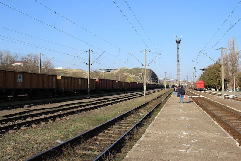 Der Bahnhof in Barboși - Blick in Richtung Galați