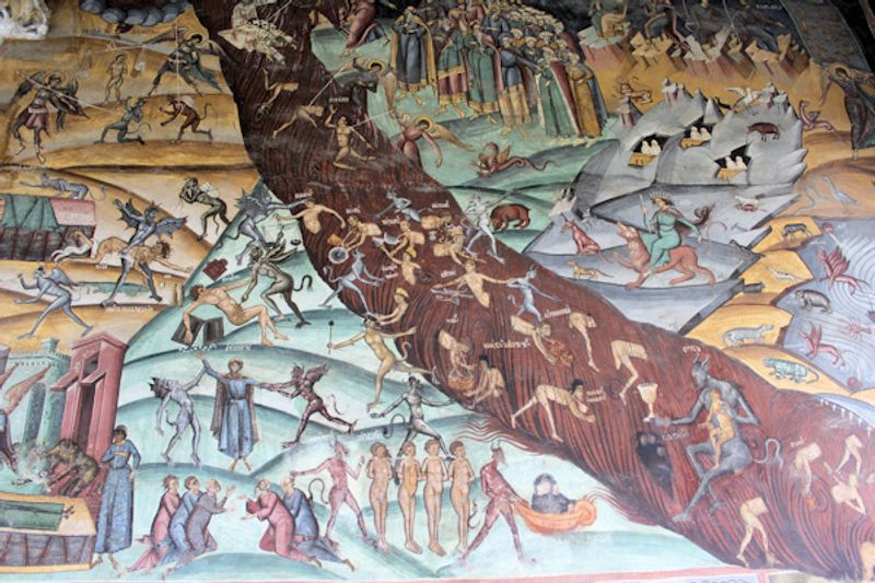 Malerei an den Außenwänden des Klosters Horezu Malerei an den Außenwänden des Klosters Horezu