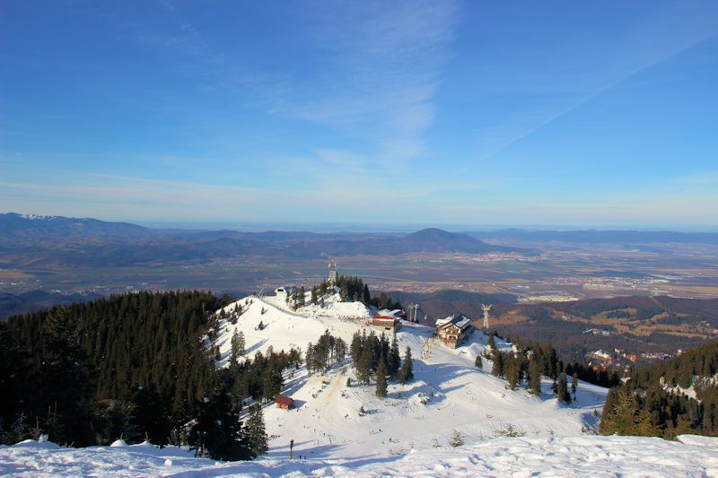 Von Braşov (Kronstadt) nach Poiana Brașov und mit der Seilbahn (Telecabina) auf den Vârful Postăvaru (1799 m)